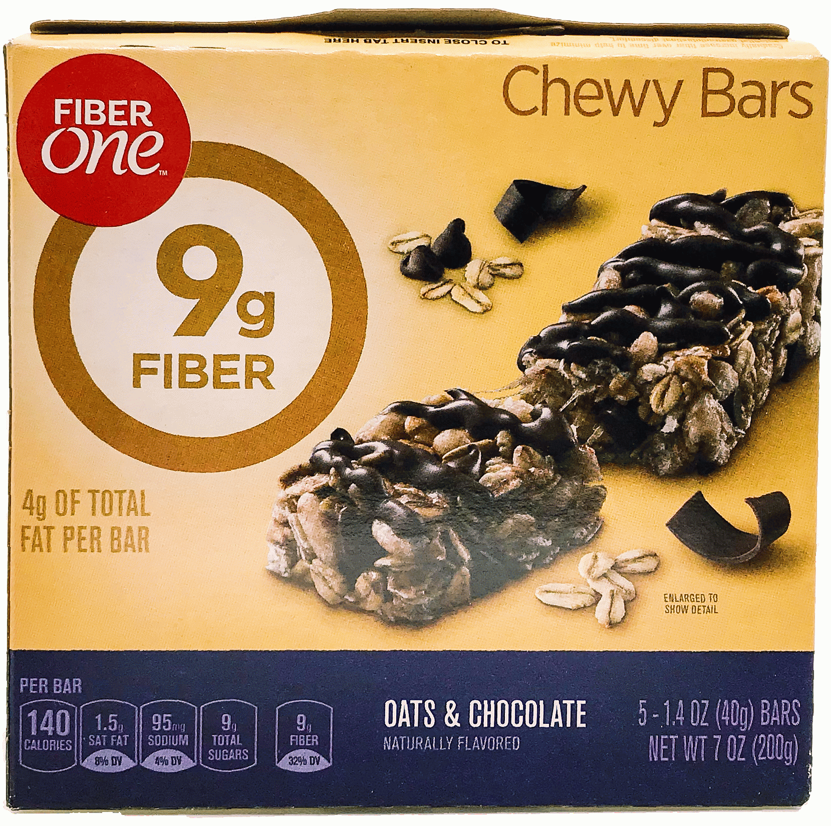 Fiber One  oats & chocolate chewy bars, white oats & chocolate chips with delicious chocolate flavored drizzle Full-Size Picture